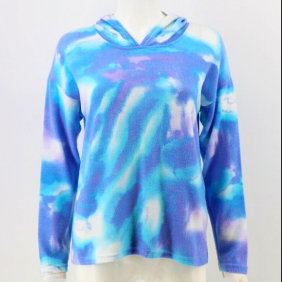 CENY Tops - CENY Blue Tie Dye Knit Hoodie Size S / M   NEW w Tag